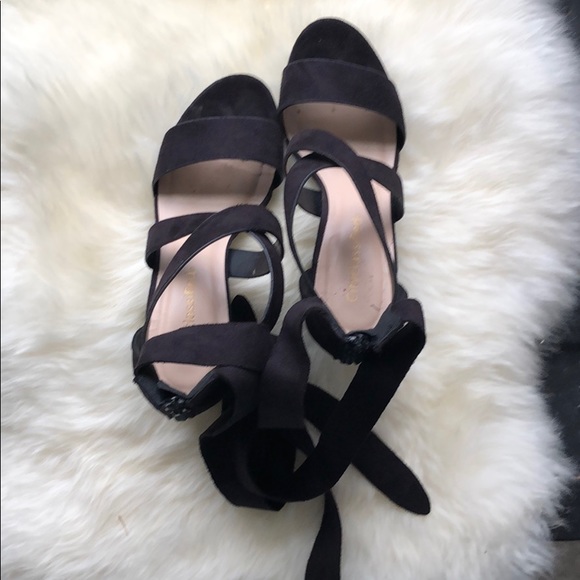 Kyleigh Black Vegan Suede Lace Up Wrap Heel - Picture 6 of 8